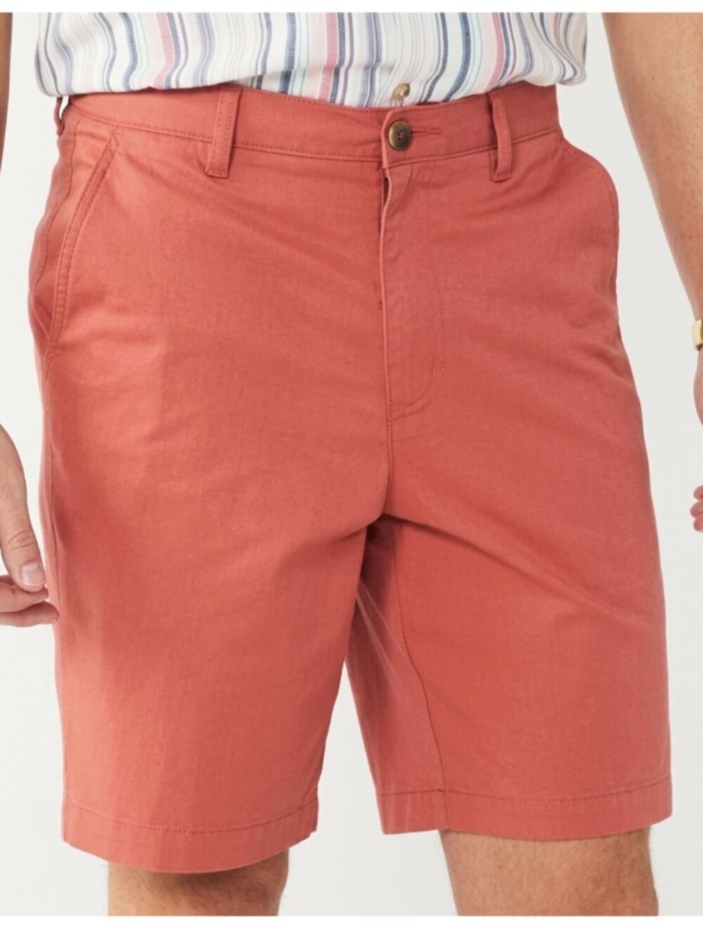 CROFT BARROW Mens Classic Fit Flat Front Shorts Red 8.5 in Inseam Cotton Poly 36